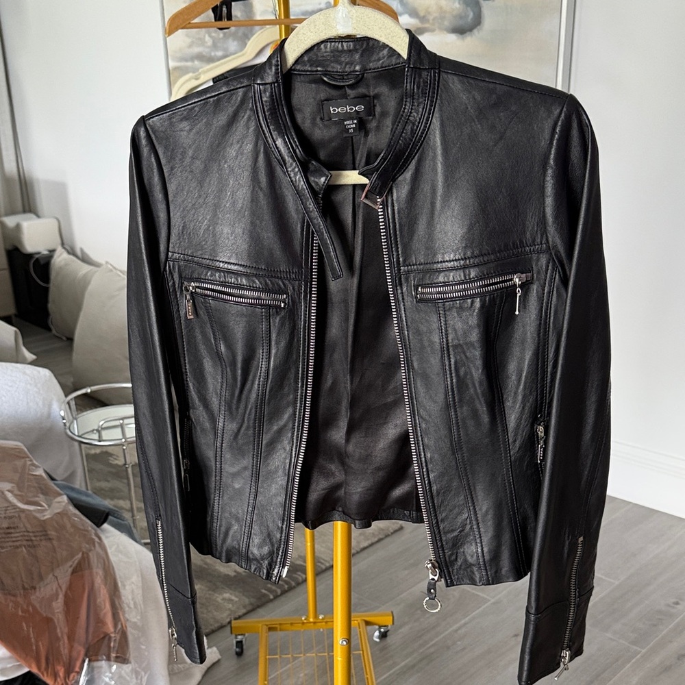 Bebe Sleek Black Leather Jacket